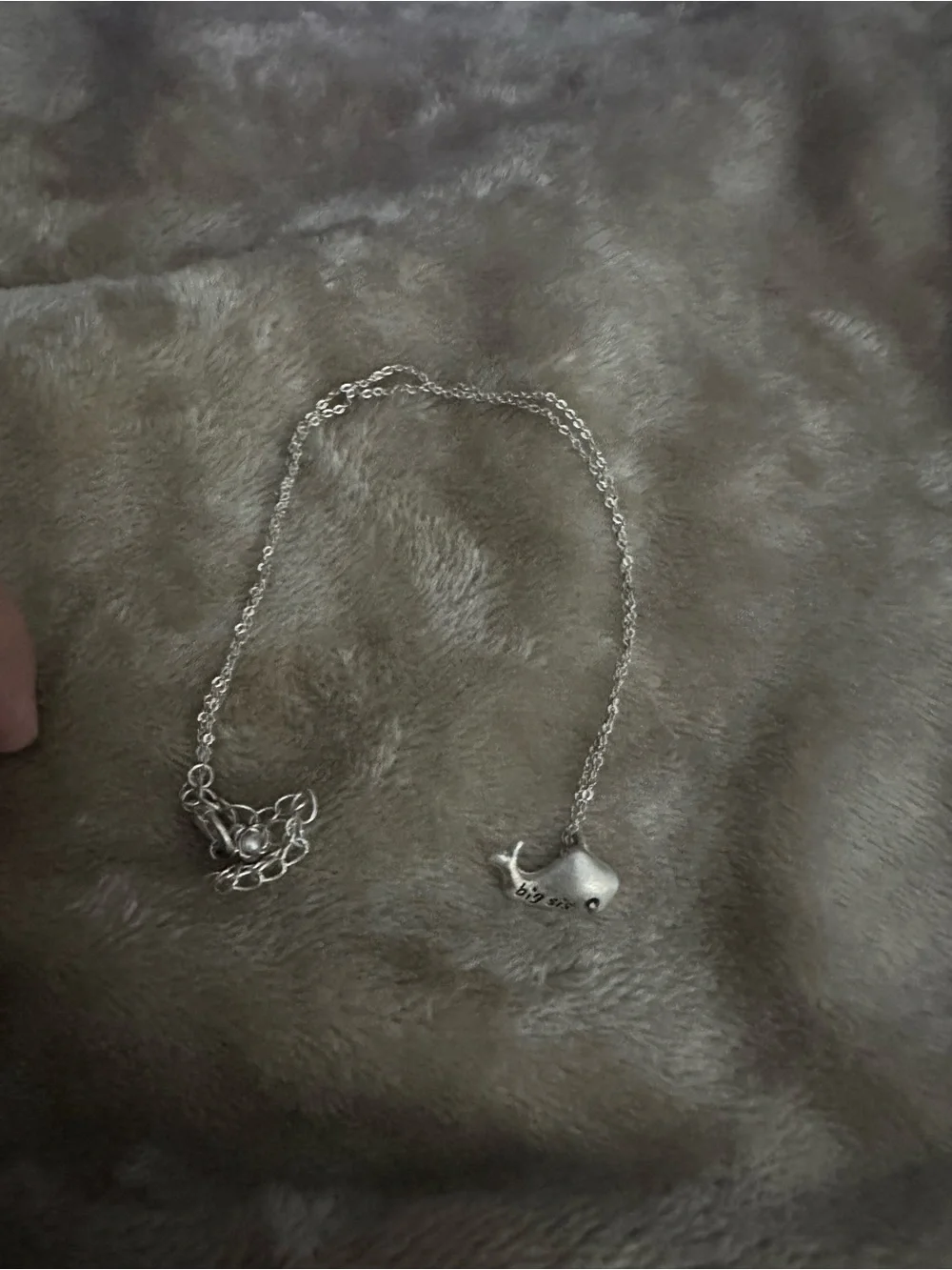 Claire's Silver Tone 'Big Sis' Whale Necklace